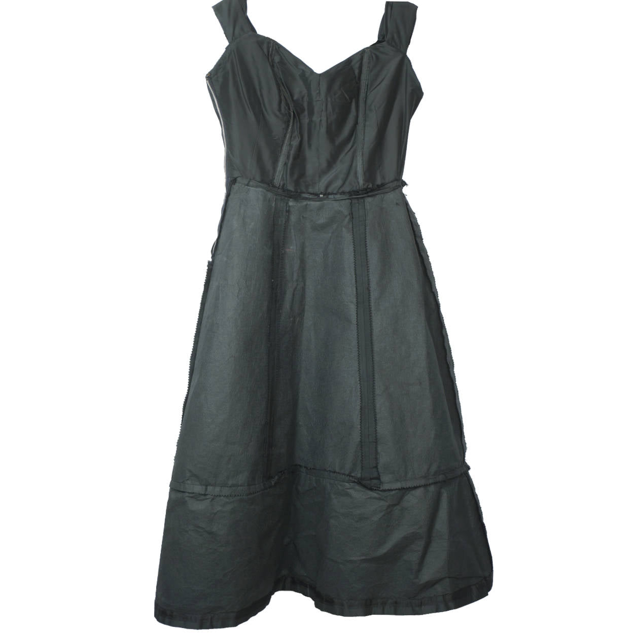 Vintage 1950s Black Silk Taffeta Ball Gown Dress w Bubble Balloon Skirt Size M - Poppy's Vintage Clothing