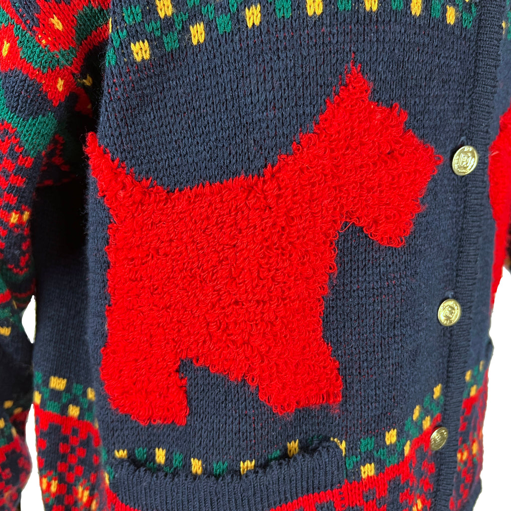 Vintage 1980s Scottie Dog Sweater Cardigan Ladies Size XL'