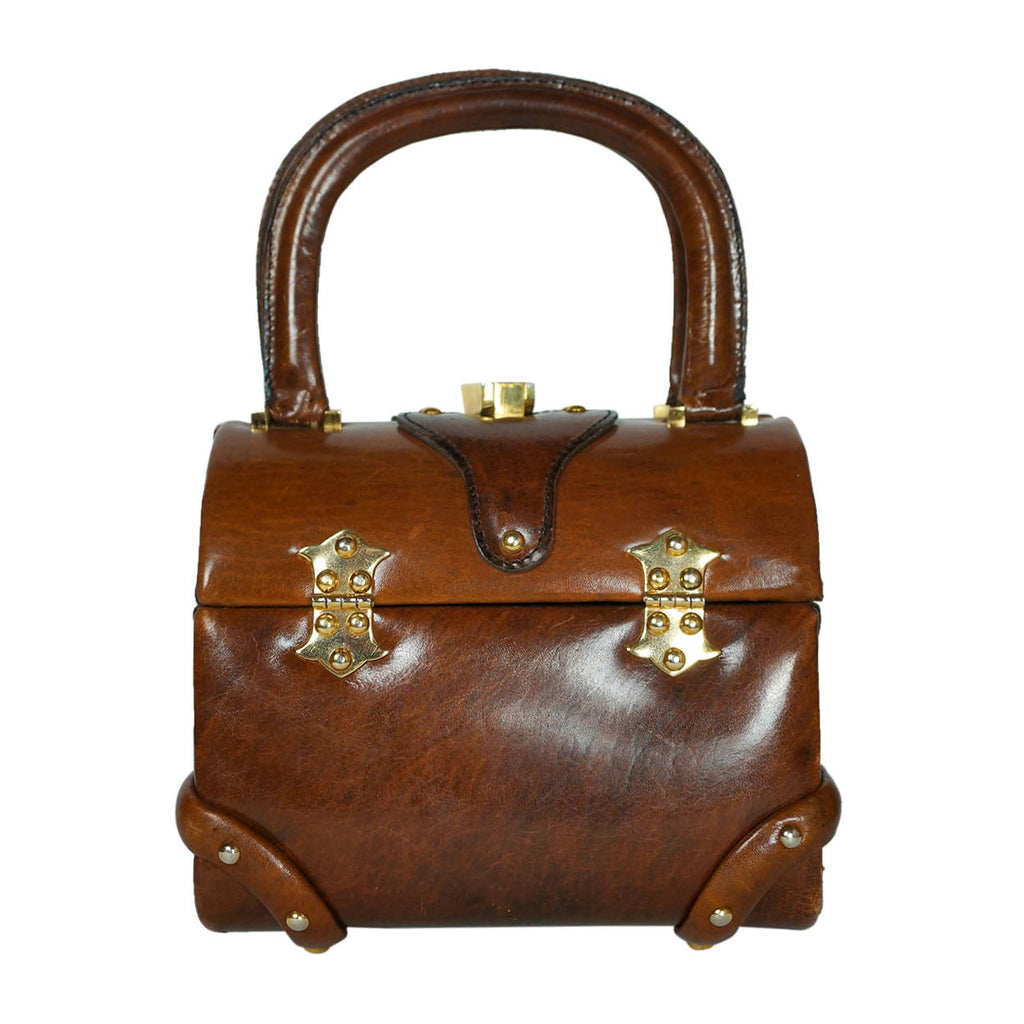 Vintage 1960s Tano of Madrid Box Purse Treasure Chest Areitio Spain - Poppy's Vintage Clothing