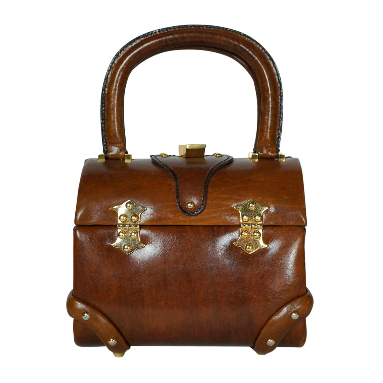 Vintage 1960s Tano of Madrid Box Purse Treasure Chest Areitio Spain - Poppy's Vintage Clothing