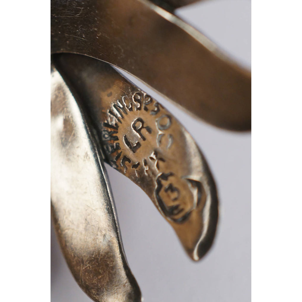 Vintage Taxco Mexican Sterling Silver Round Pendant w Amethyst Signed LR - Poppy's Vintage Clothing