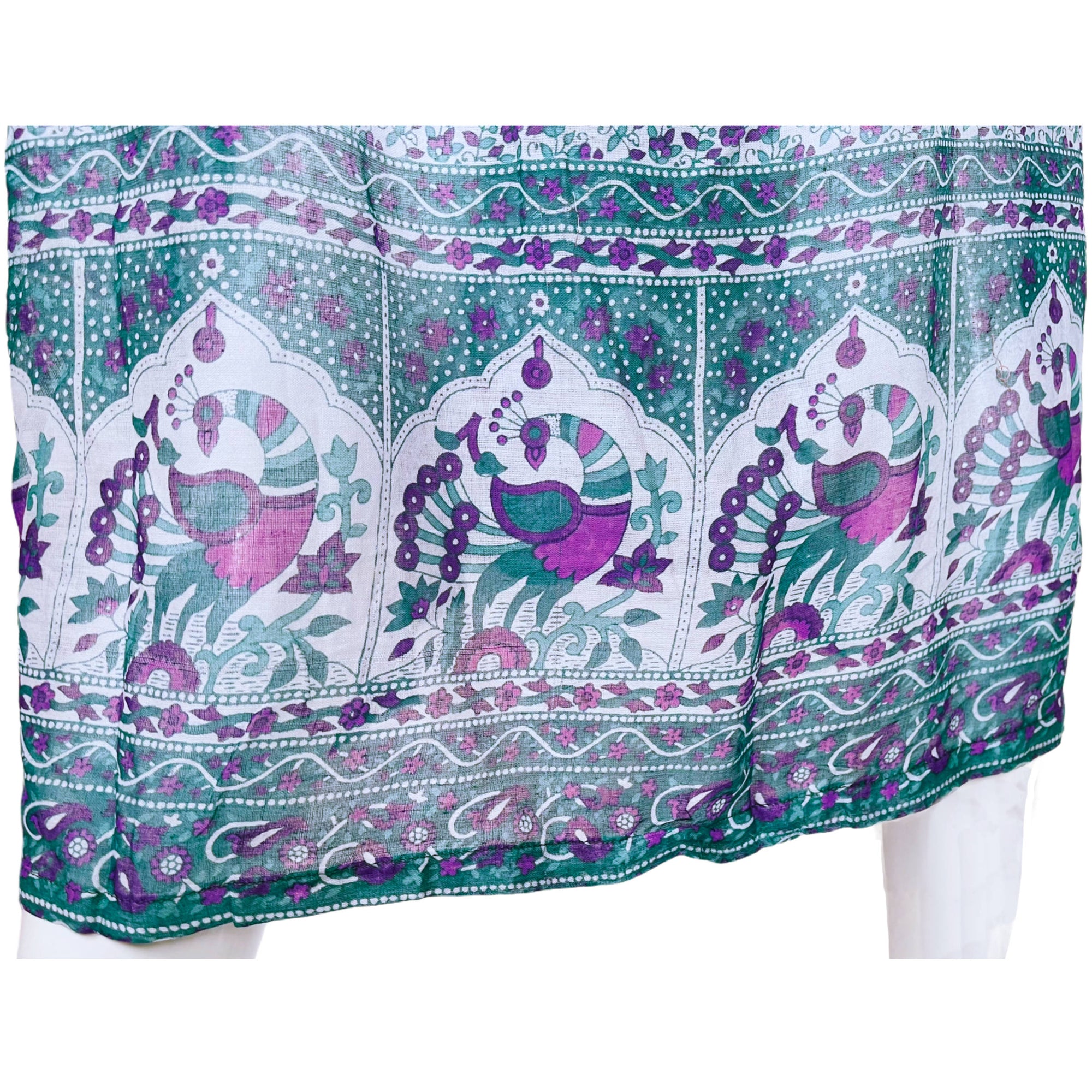 Vintage 1970s Indian Gauze Cotton Dress Floral Print NOS