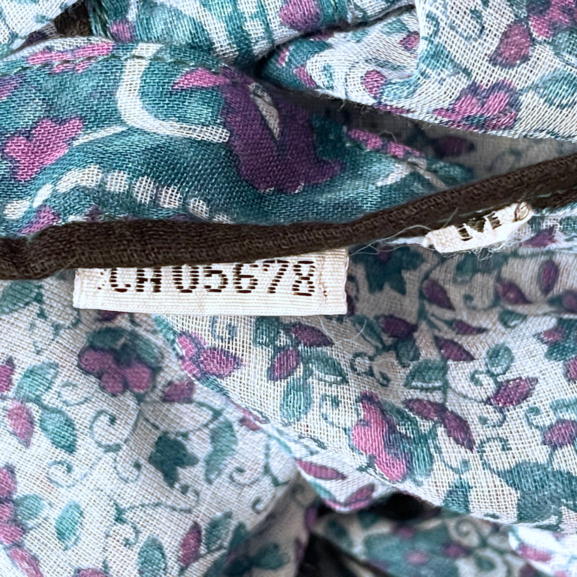 Vintage 1970s Indian Gauze Cotton Dress Floral Print NOS