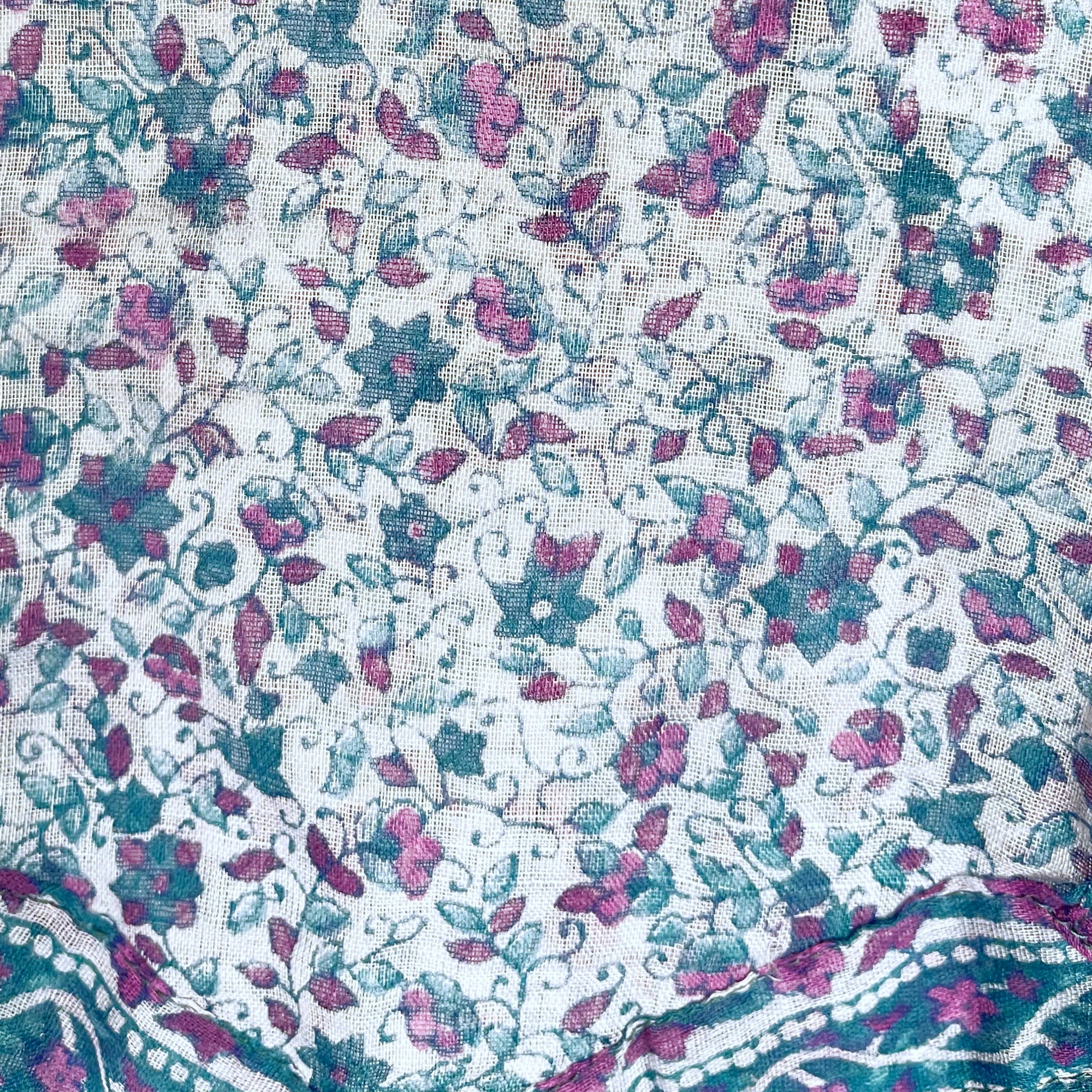 Vintage 1970s Indian Gauze Cotton Dress Floral Print NOS