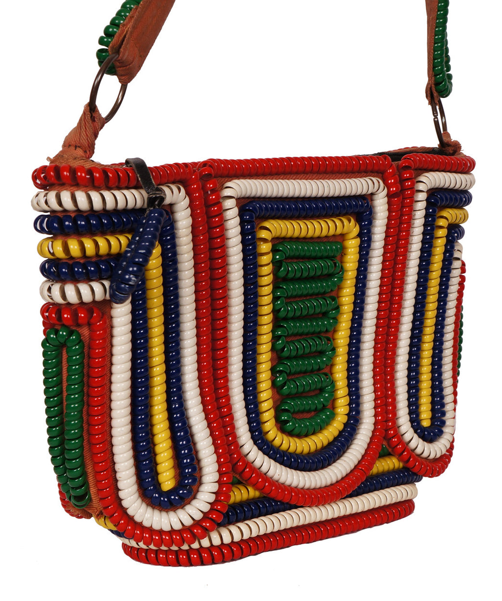 Vintage 1950s Plastic Coil Telephone Cord Handbag Purse with Strap Handle - Poppy's Vintage Clothing