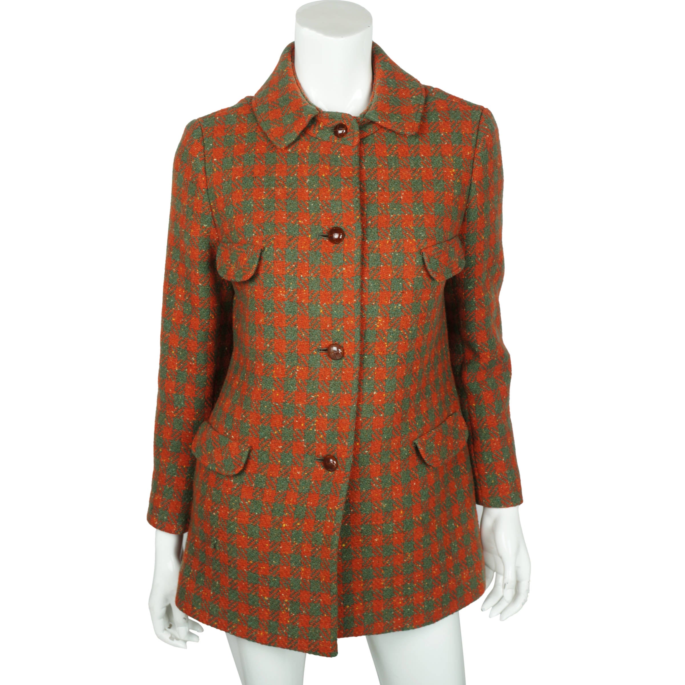 Vintage 60s Tweed Wool Coat Jacket Teller Austria Ladies M