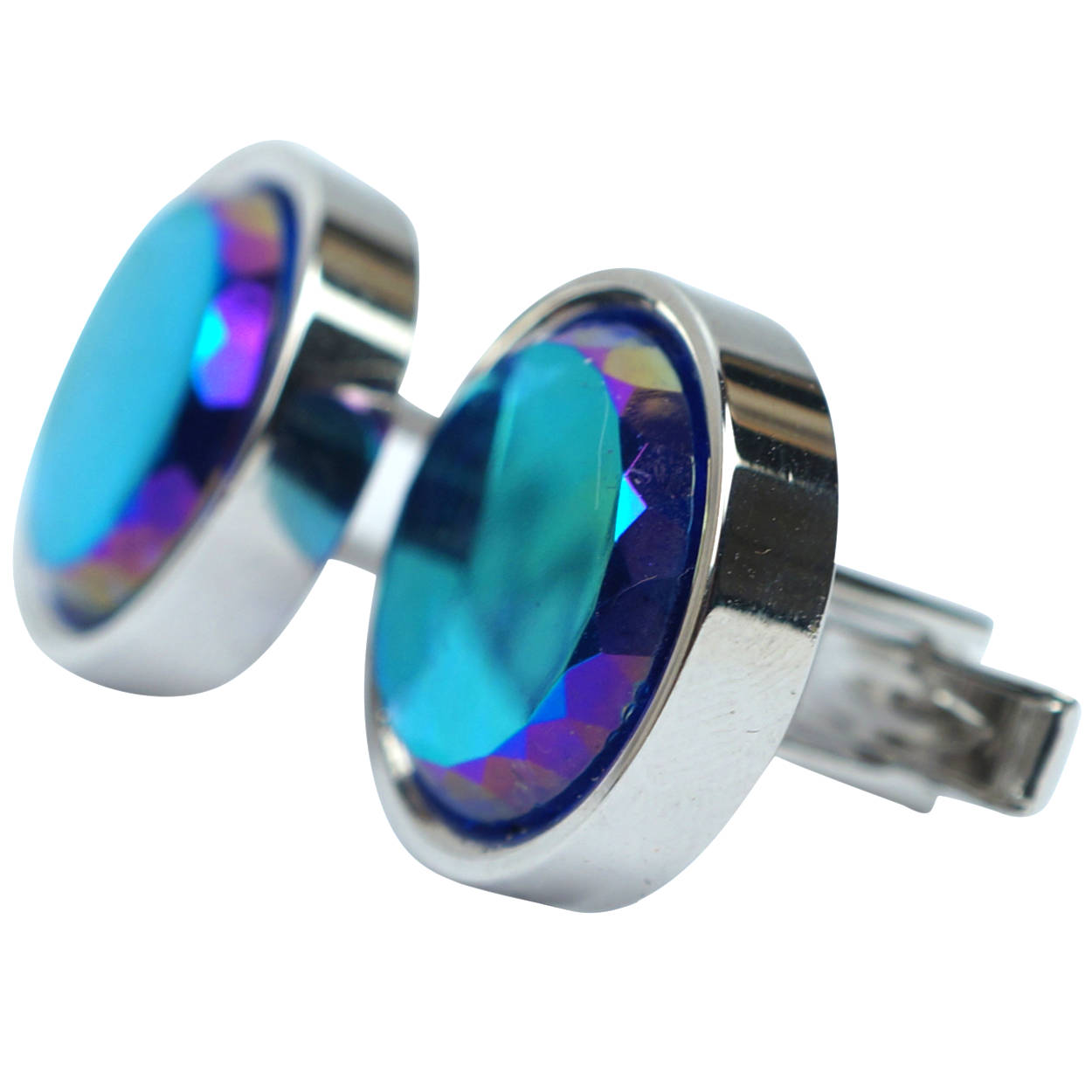 Vintage Cufflinks w Tie Tack Unused 1960s Mirrored Glass NOS - Poppy's Vintage Clothing