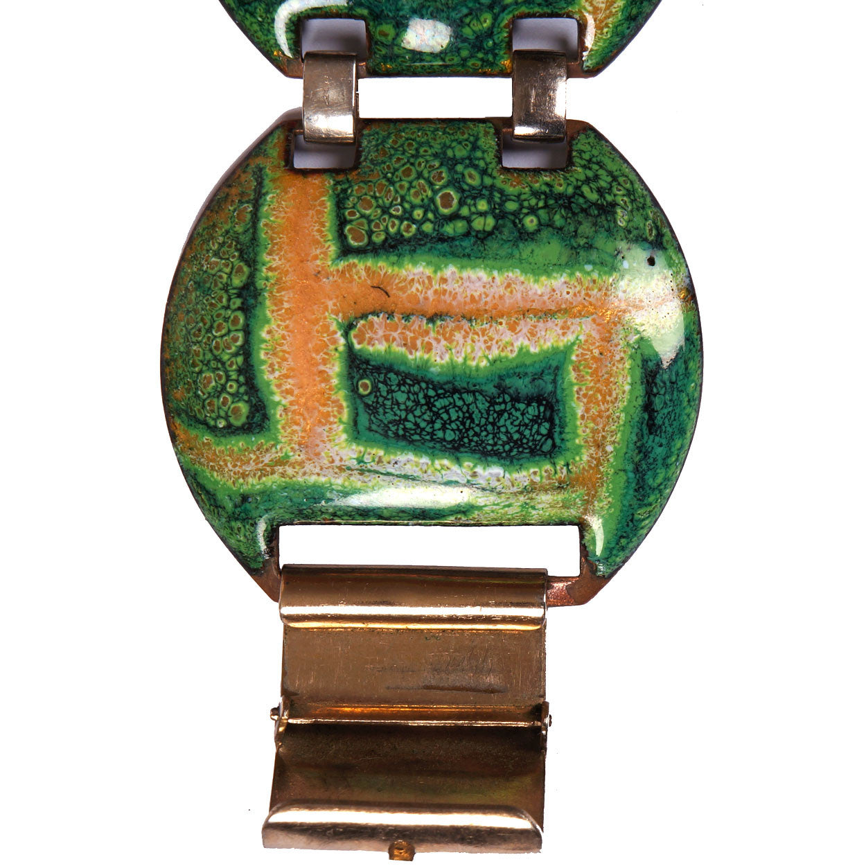 Modernist Enamel Copper Bracelet Teriotis Quebec Artists Richard Theriault Edouard Otis Canada - Poppy's Vintage Clothing