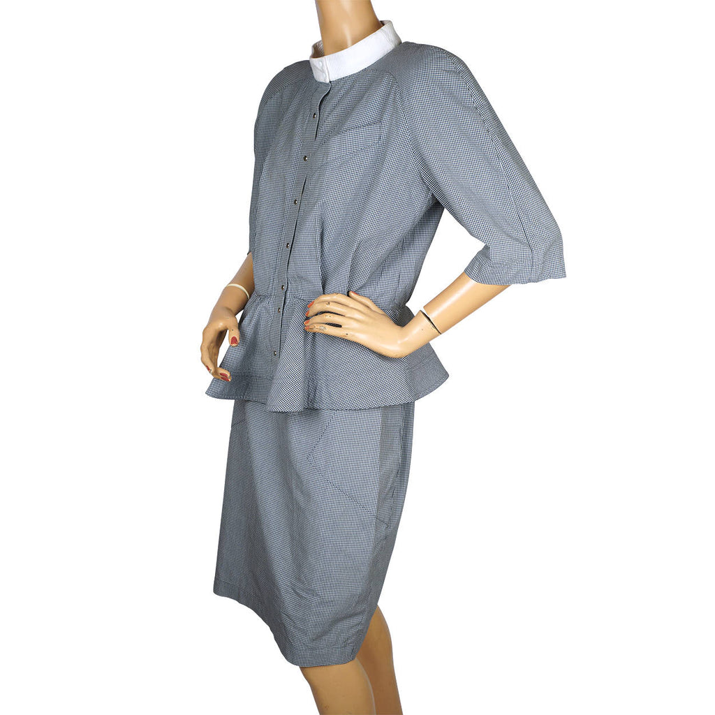 Vintage Thierry Mugler Cotton Skirt Suit 2 piece Ensemble Size 42 Large 1980s - Poppy's Vintage Clothing