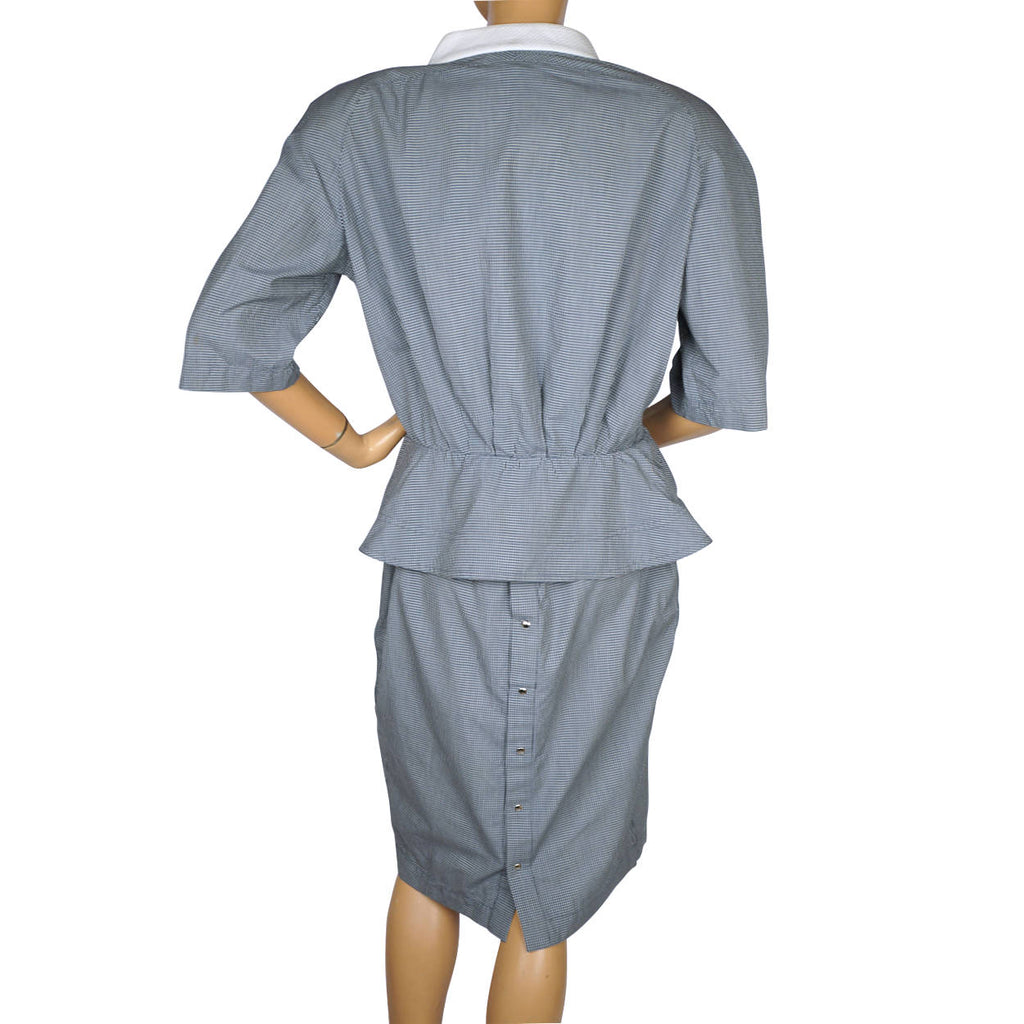 Vintage Thierry Mugler Cotton Skirt Suit 2 piece Ensemble Size 42 Large 1980s - Poppy's Vintage Clothing