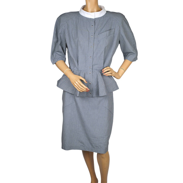 Vintage Thierry Mugler Cotton Skirt Suit 2 piece Ensemble Size 42 Large 1980s - Poppy's Vintage Clothing