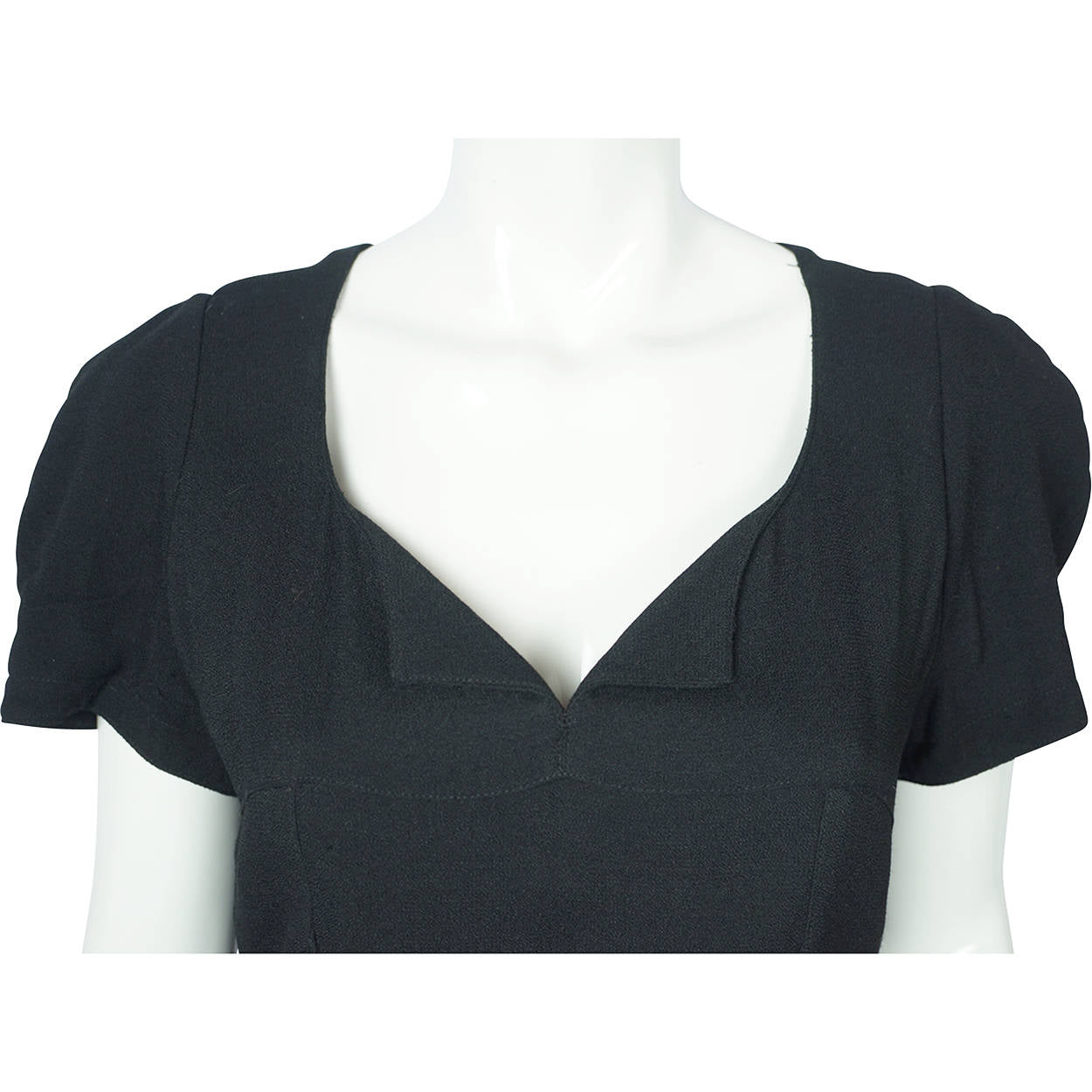 Vintage Thierry Mugler Paris Dress Black Wool Crepe Size M 1980s Made in France - Poppy's Vintage Clothing