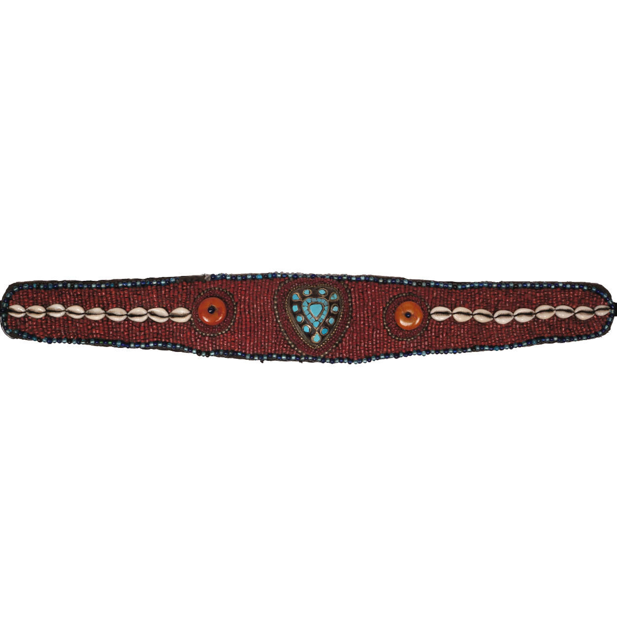 Vintage Tibetan Coral Beaded Breastplate Bib Collar w Belt and Necklace - Poppy's Vintage Clothing