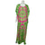 Vintage 1960s Kaftan Tie Dye Cotton Green w Neon Pink Caftan Ladies Size M - Poppy's Vintage Clothing
