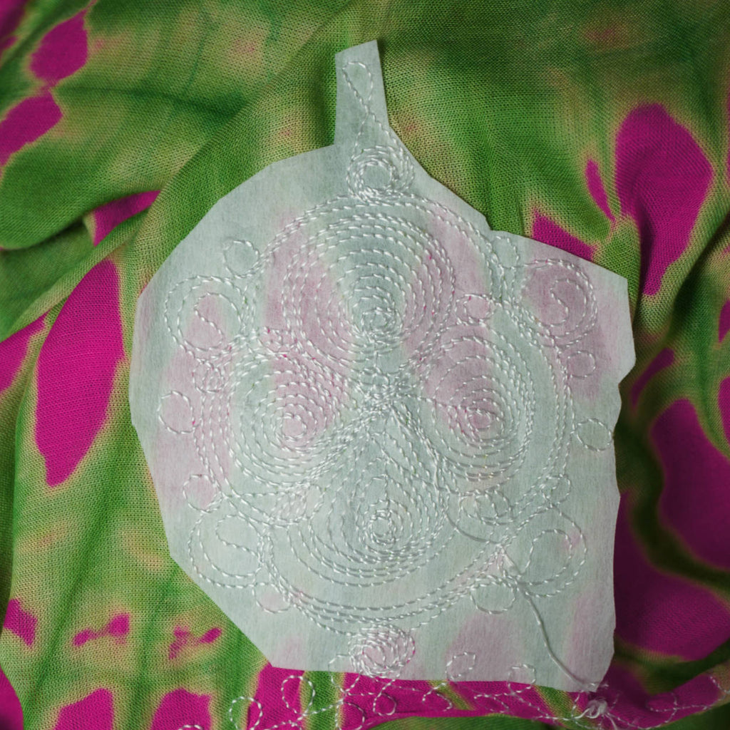 Vintage 1960s Kaftan Tie Dye Cotton Green w Neon Pink Caftan Ladies Size M - Poppy's Vintage Clothing