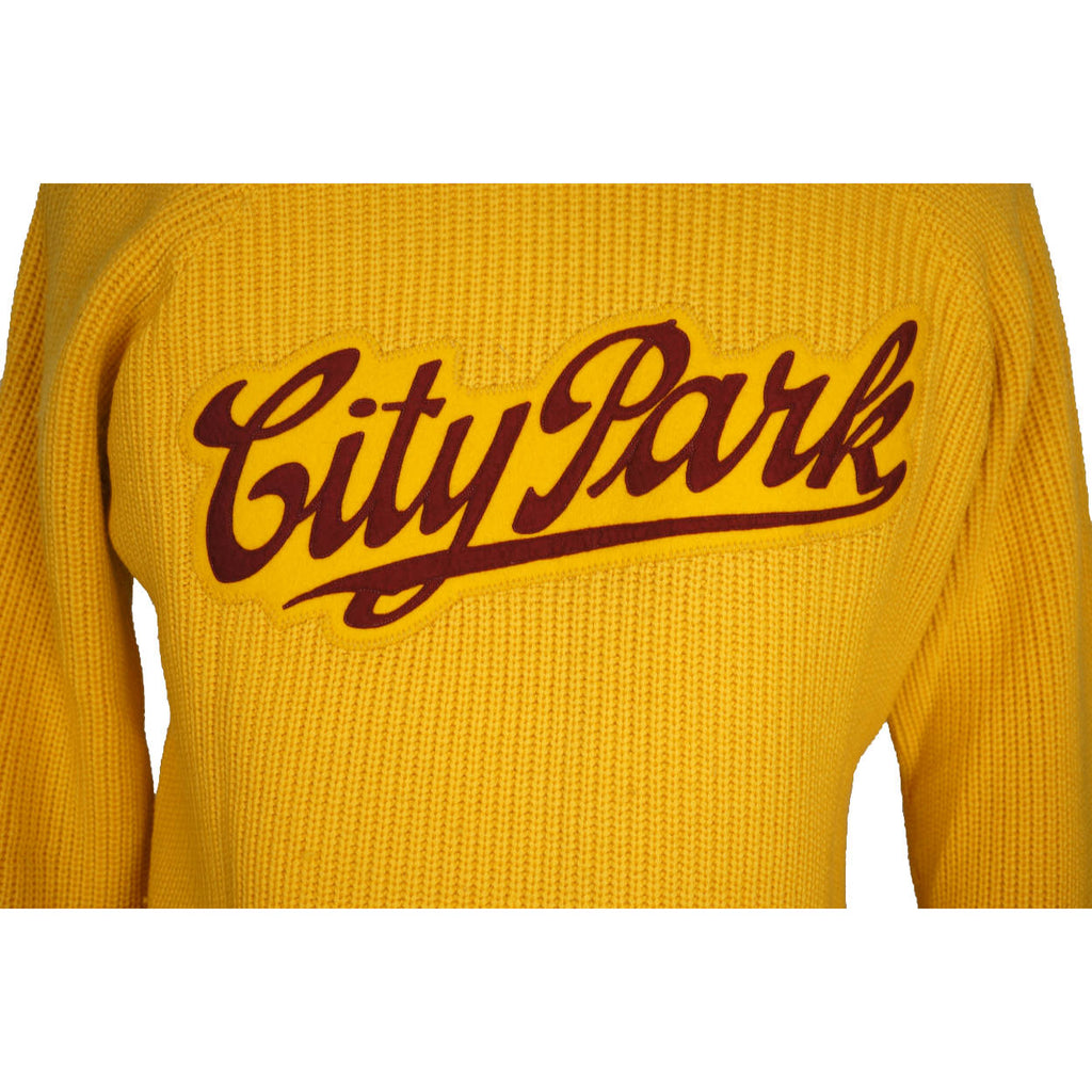 Vintage 1950s Wool Sweater Shawl Collar City Park Patch Tonquin Cloverdale M - Poppy's Vintage Clothing