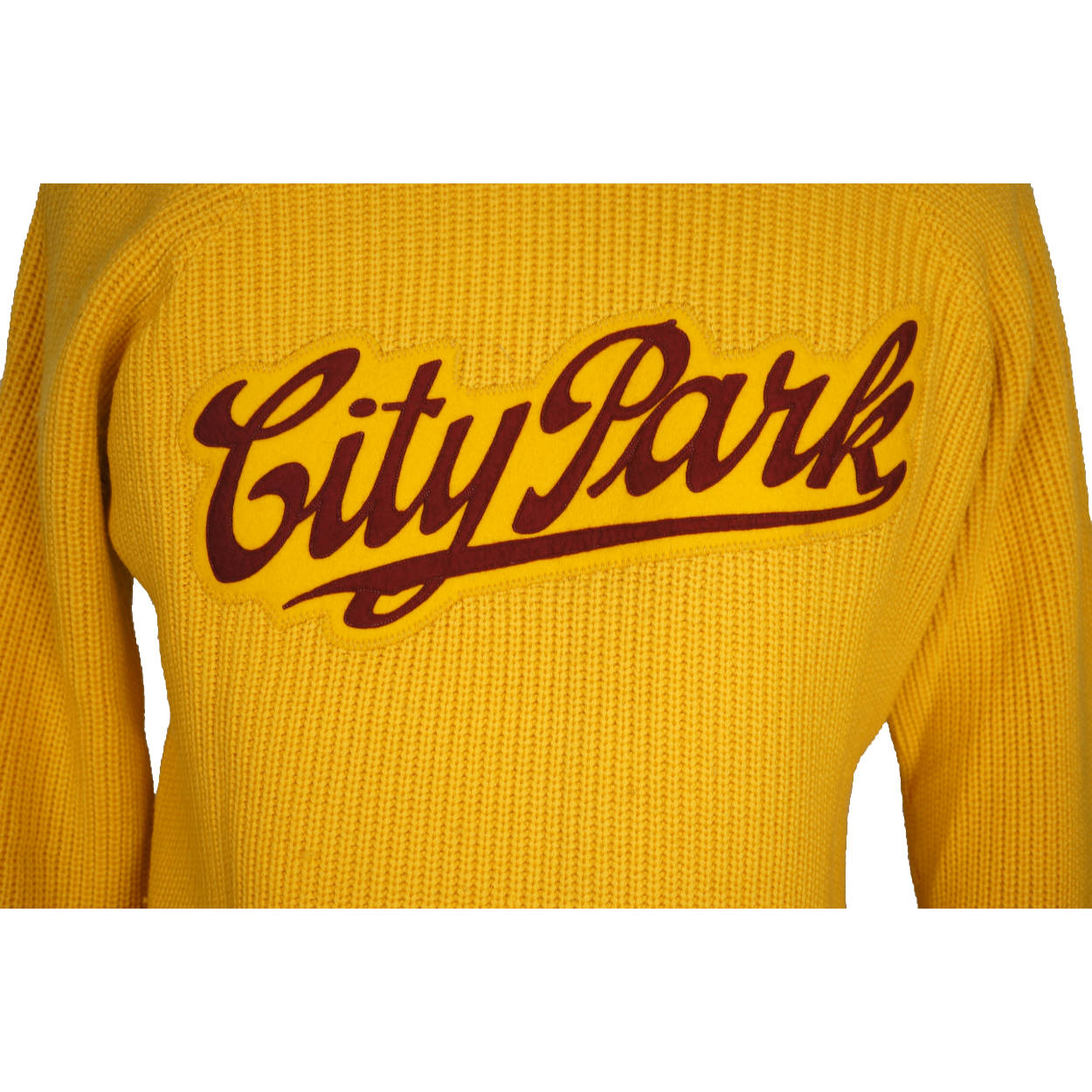 Vintage 1950s Wool Sweater Shawl Collar City Park Patch Tonquin Cloverdale M - Poppy's Vintage Clothing
