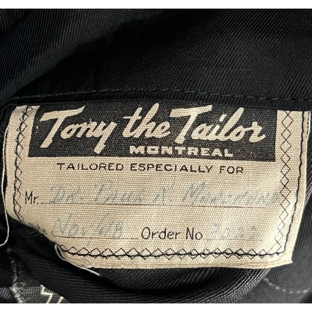 Vintage 1940s Tuxedo Dated 1948 Tony the Tailor Montreal L