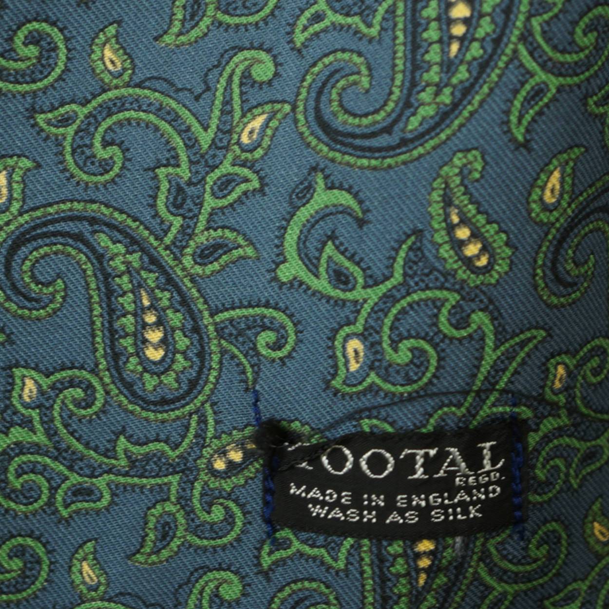 Vintage Tootal Fringed Paisley Scarf Blue and Green 1940s 50s Mens Fashion - Poppy's Vintage Clothing