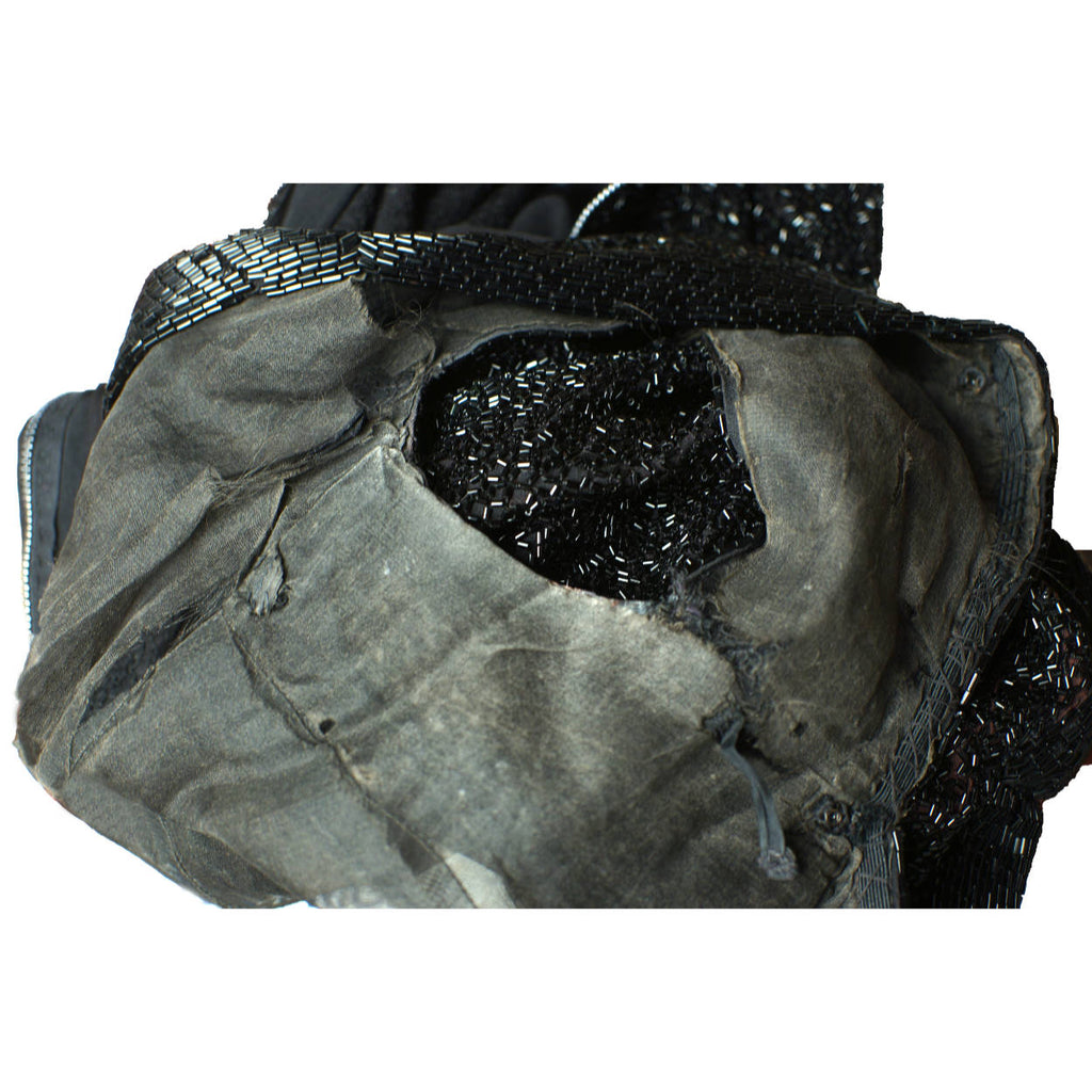 Vintage 50s Bombshell Dress Black Beaded Gown Town and Travelwear Waldorf Astoria - Poppy's Vintage Clothing