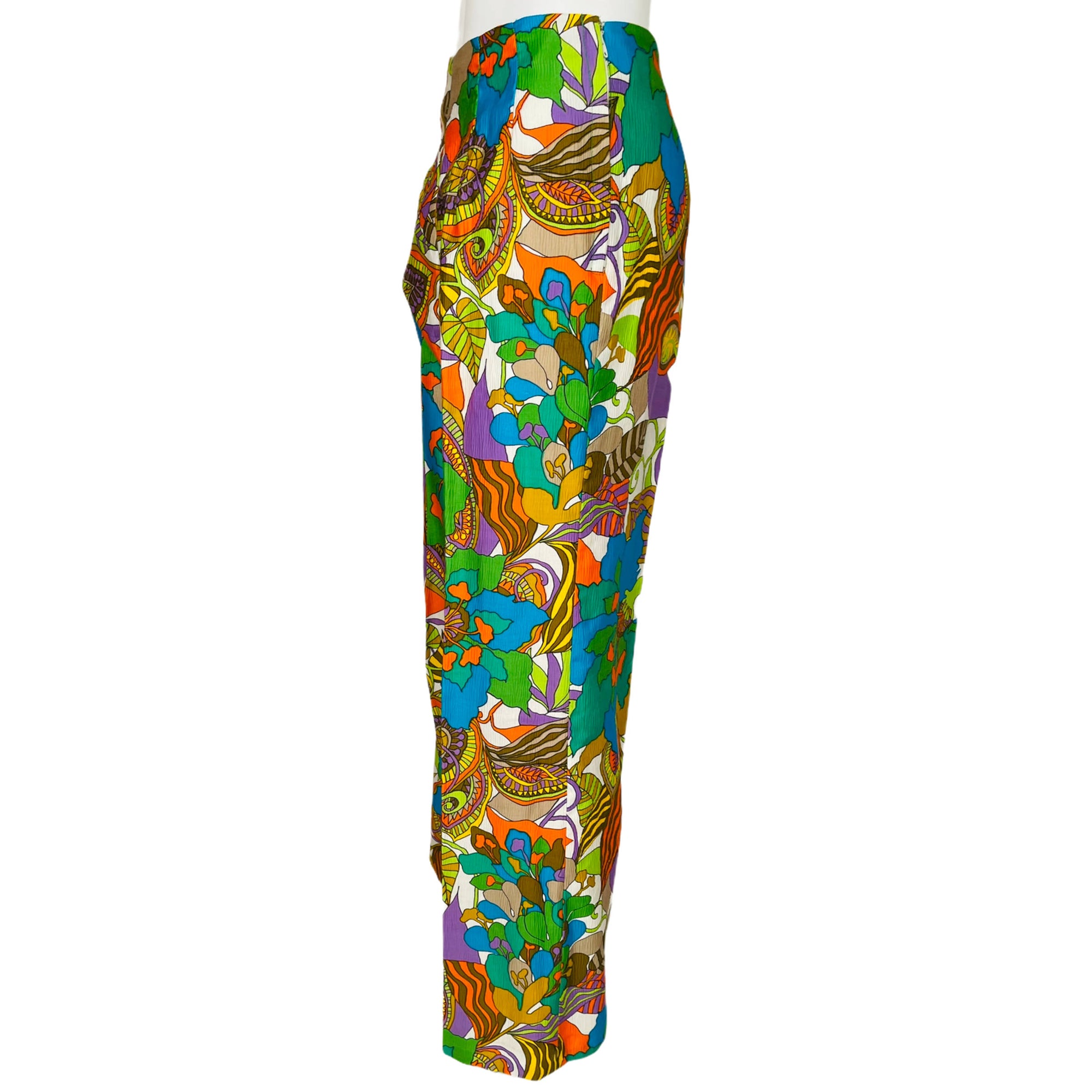 Vintage 60s Pantsuit Psychedelic Tropical Print Top w Pants