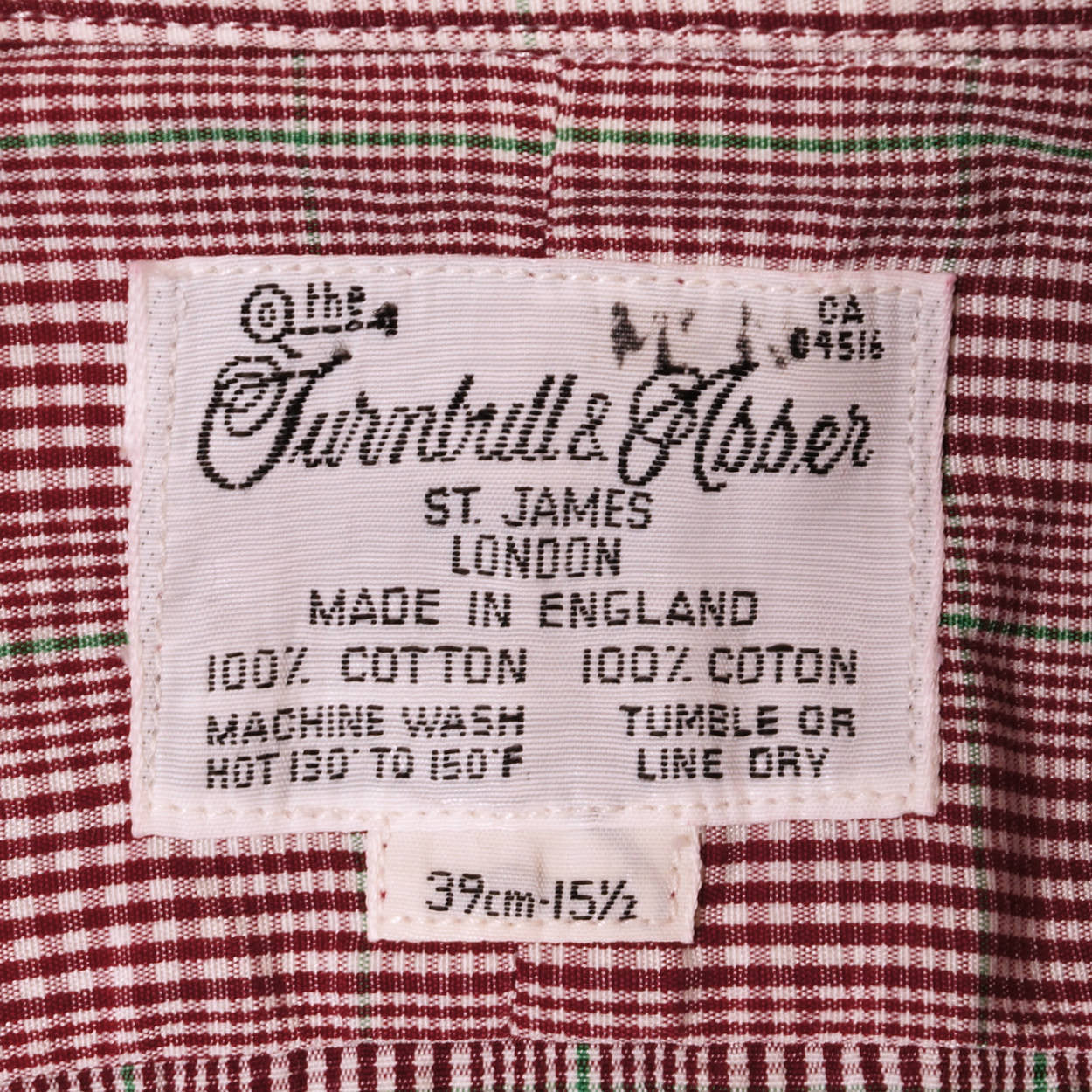 Vintage Turnbull &amp; Asser Fine Check Cotton Shirt 1970s Size M 15 1/2 - Poppy's Vintage Clothing