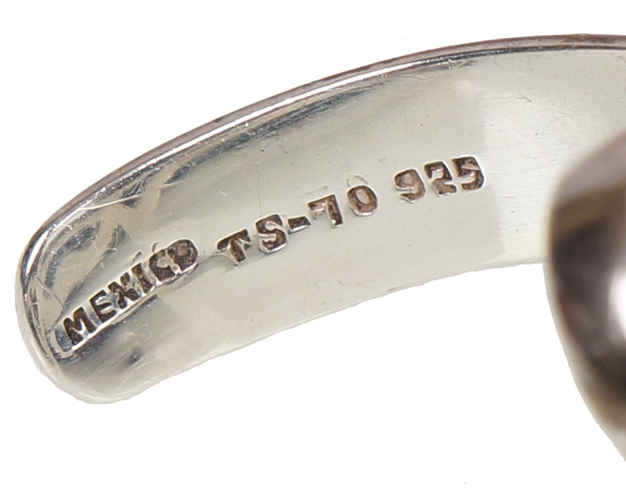 Modernist Mexican Sterling Silver Cuff Bracelet w Onyx Stone TS-70 Two Trees - Poppy's Vintage Clothing