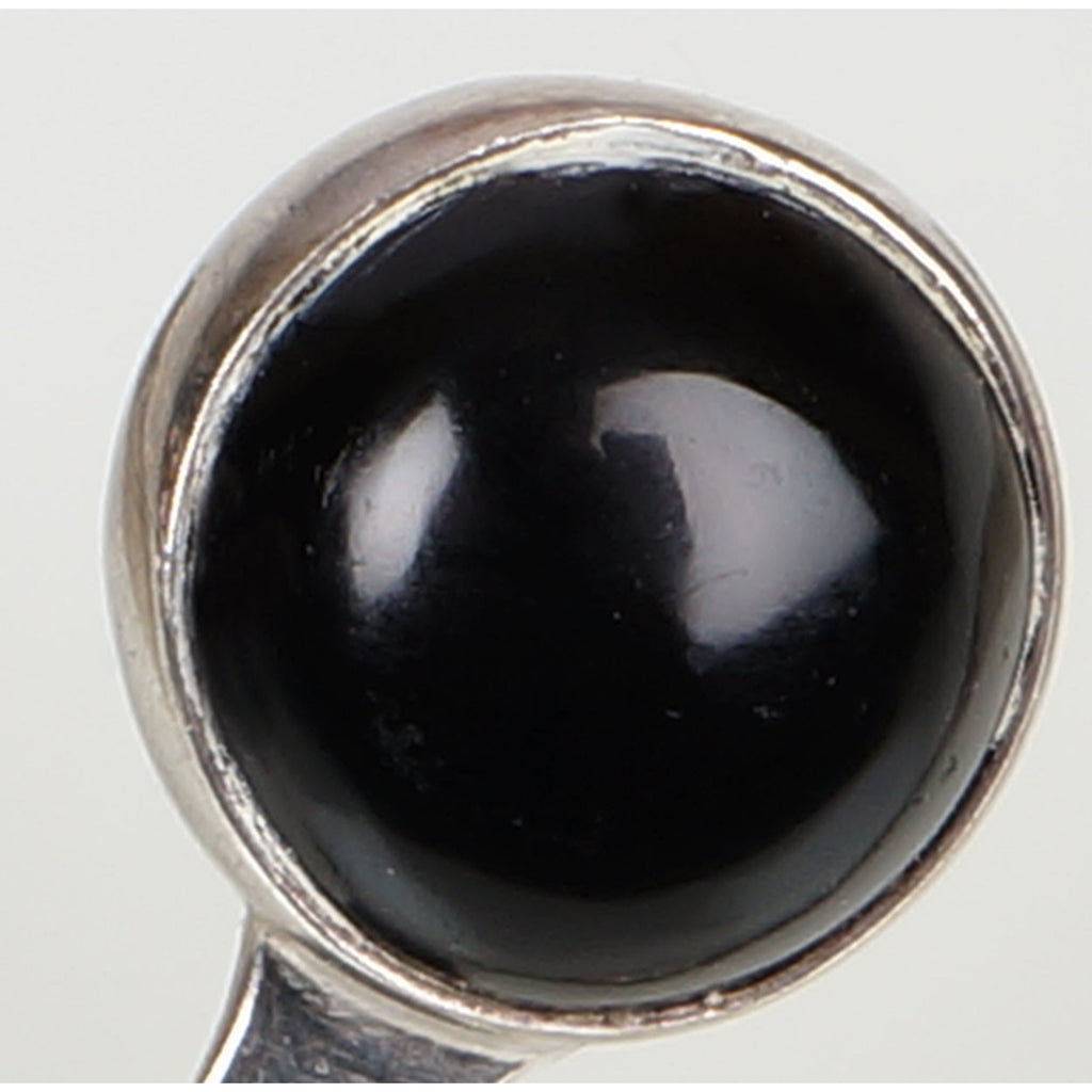 Modernist Mexican Sterling Silver Cuff Bracelet w Onyx Stone TS-70 Two Trees - Poppy's Vintage Clothing