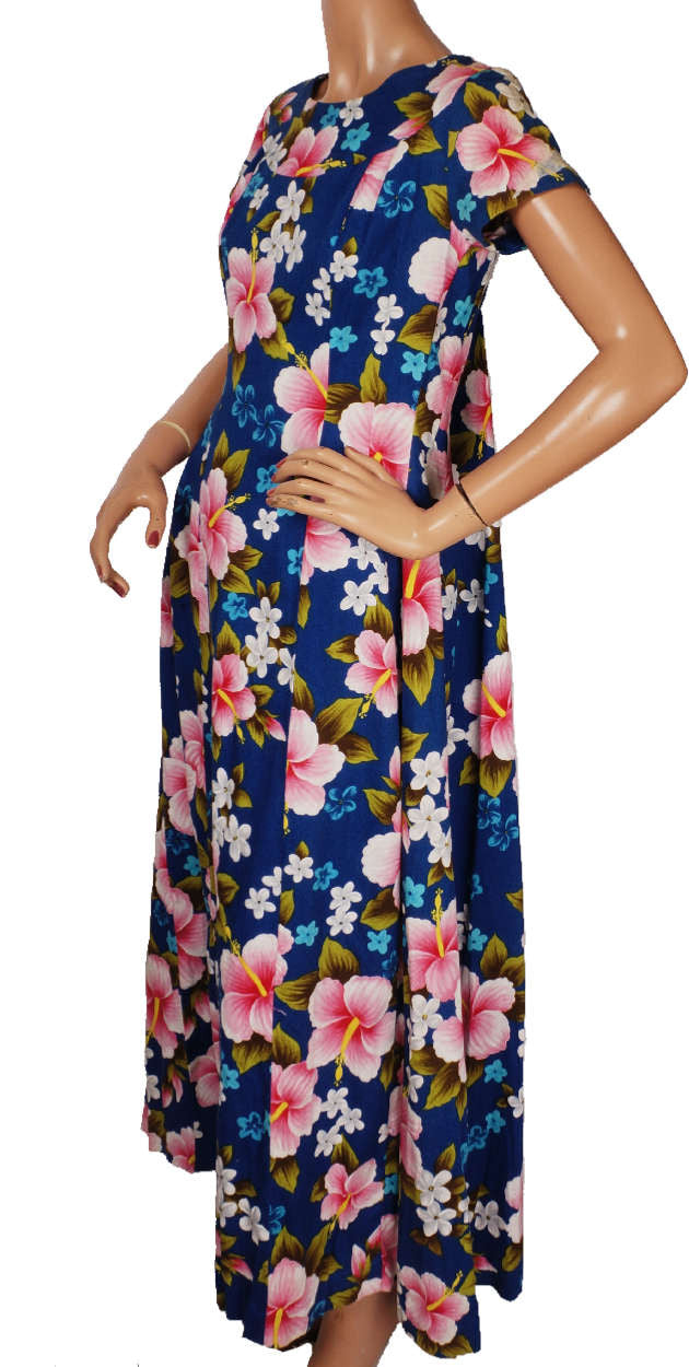 Vintage 60s Hawaiian Dress by Ui Maikai - Hibiscus Flower Print -  M - Poppy's Vintage Clothing