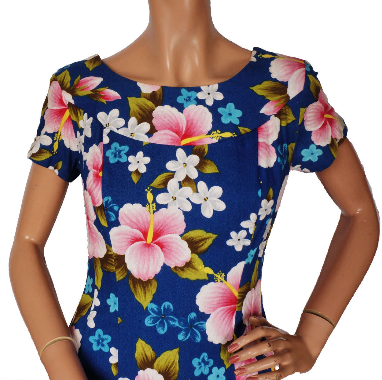 Vintage 60s Hawaiian Dress by Ui Maikai - Hibiscus Flower Print -  M - Poppy's Vintage Clothing