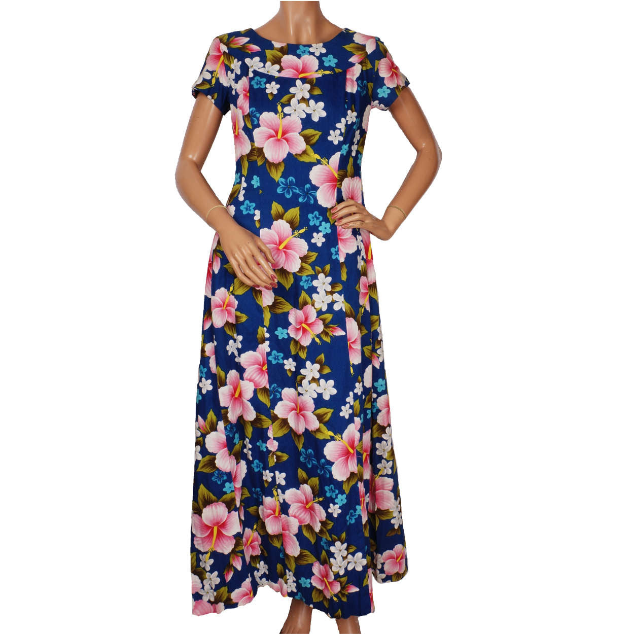 Vintage 60s Hawaiian Dress by Ui Maikai - Hibiscus Flower Print -  M - Poppy's Vintage Clothing