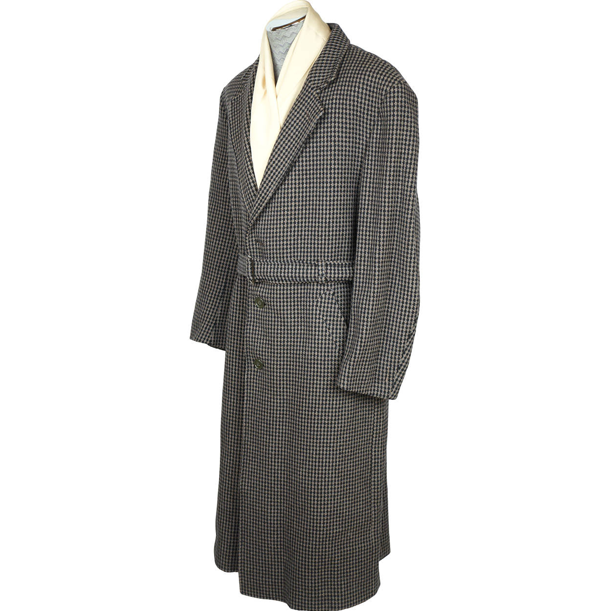 Vintage Mens Ungaro Paris Overcoat Tweed Wool Cashmere Coat Made in italy Sz 42 - Poppy's Vintage Clothing