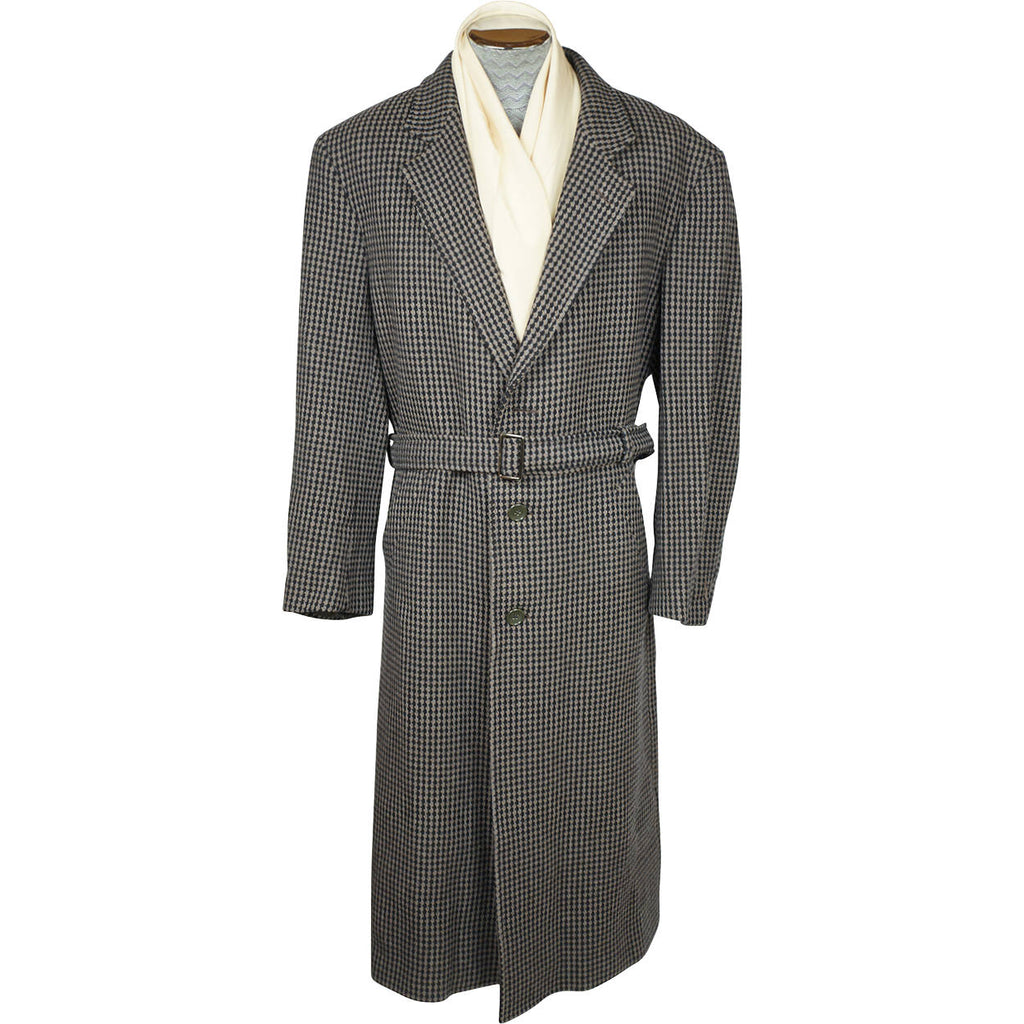 Vintage Mens Ungaro Paris Overcoat Tweed Wool Cashmere Coat Made in italy Sz 42 - Poppy's Vintage Clothing