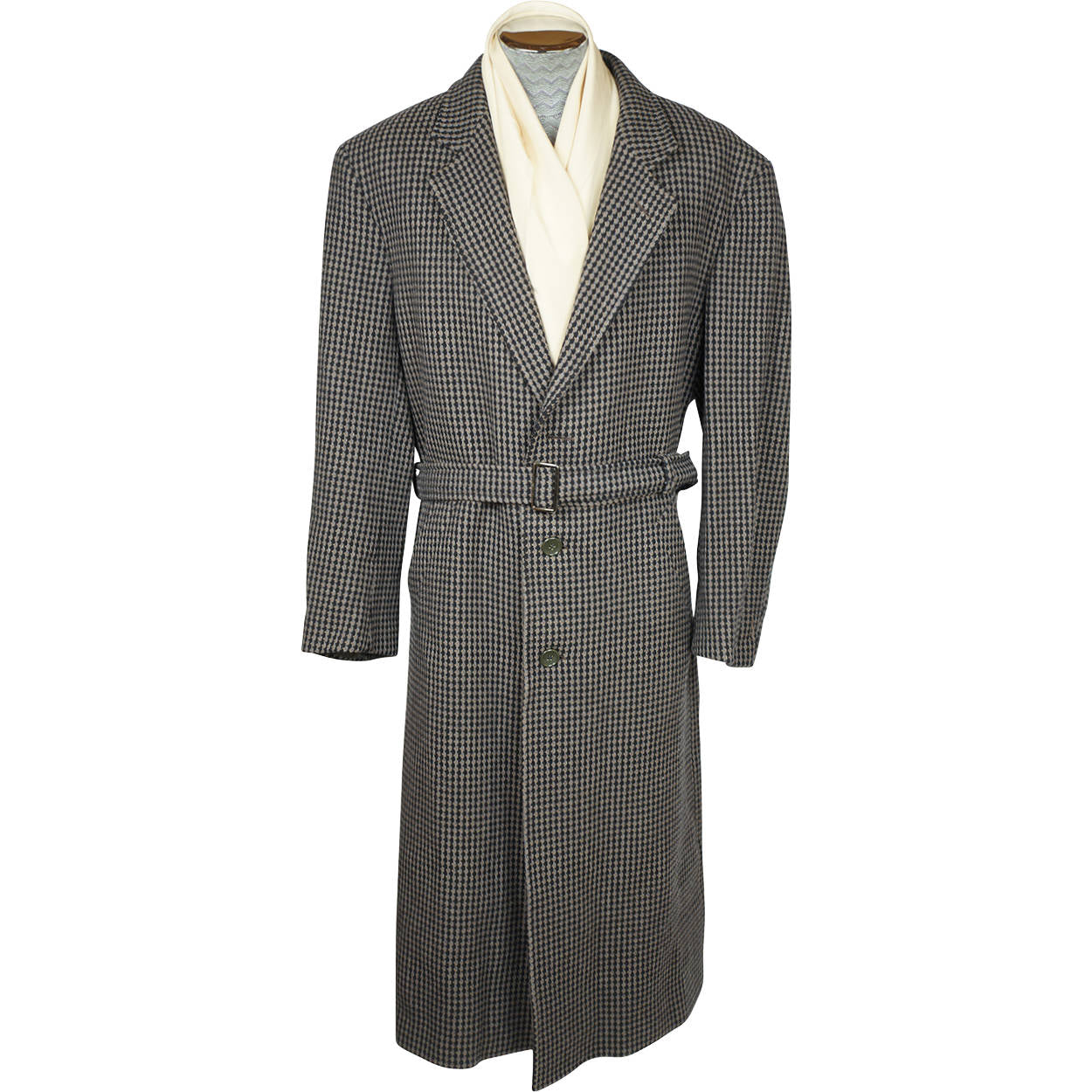 Vintage Mens Ungaro Paris Overcoat Tweed Wool Cashmere Coat Made in italy Sz 42 - Poppy's Vintage Clothing