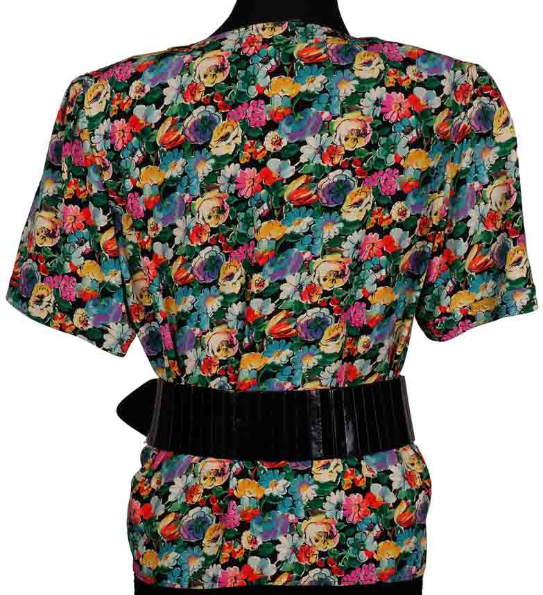 1980s Vintage Blouse by Ungaro Parallele - Flower Patterned Silk - Poppy's Vintage Clothing