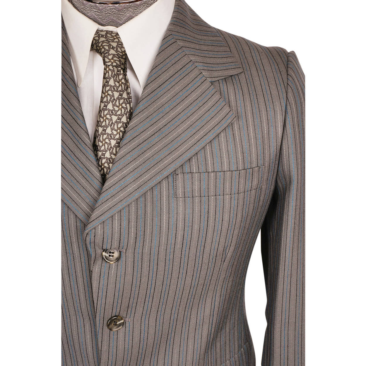 Vintage 60s Mod Era Mens Suit w Pinstripe Unused w Tags Size M 38 - Poppy's Vintage Clothing