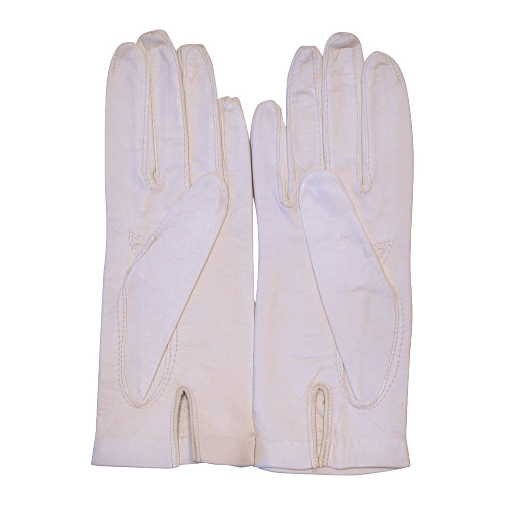 Vintage Unused Italian Kid Leather Gloves White Made in Italy Ladies Size 6.5 - Poppy's Vintage Clothing