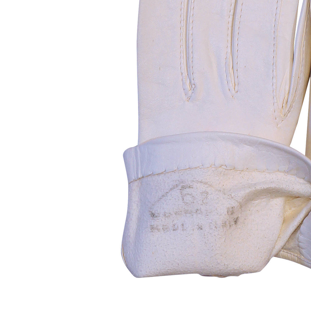 Vintage Unused Italian Kid Leather Gloves White Made in Italy Ladies Size 6.5 - Poppy's Vintage Clothing