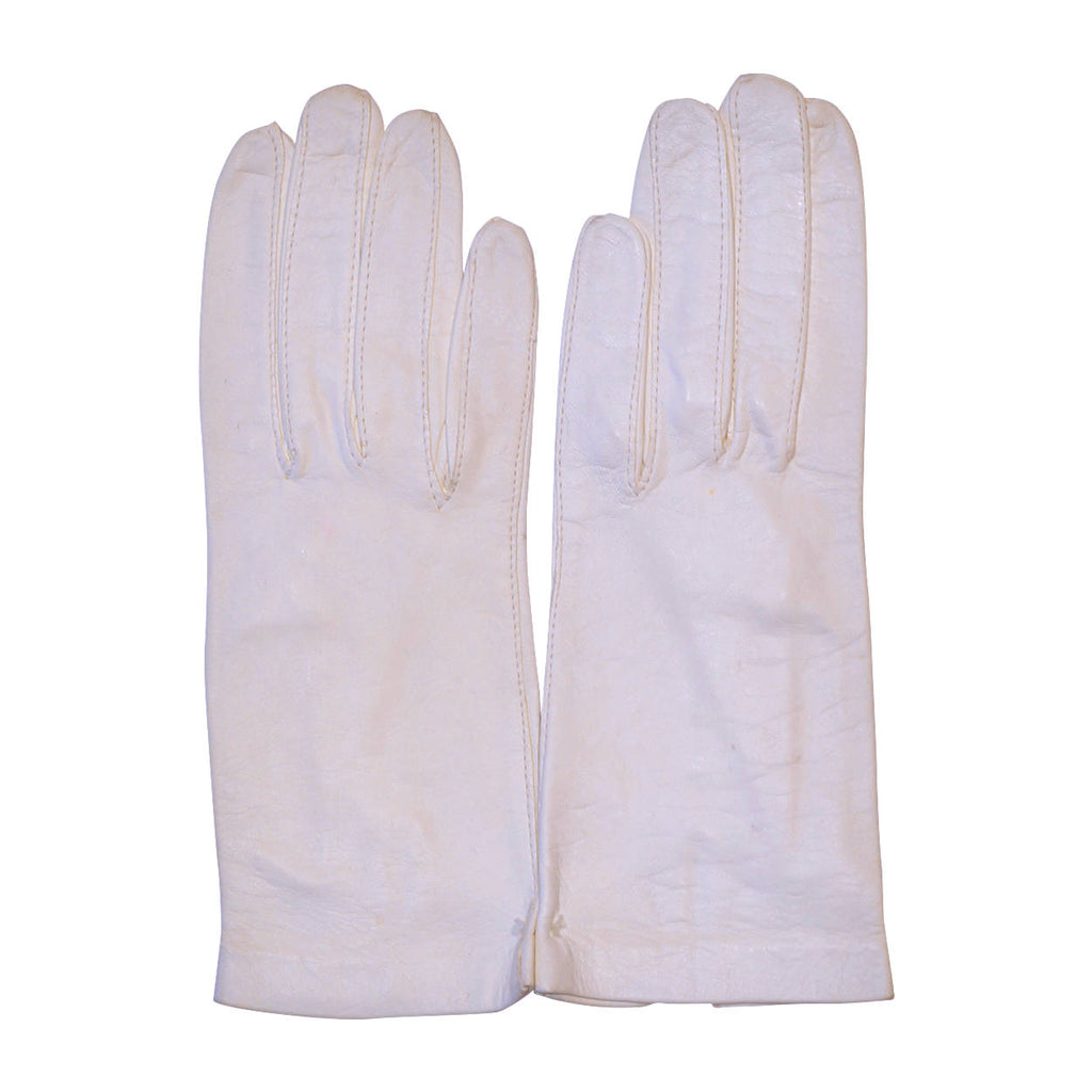 Unbenutzte Vintage italienische Handschuhe aus Ziegenleder Weiß Hergestellt in Italien Damengröße 6.5