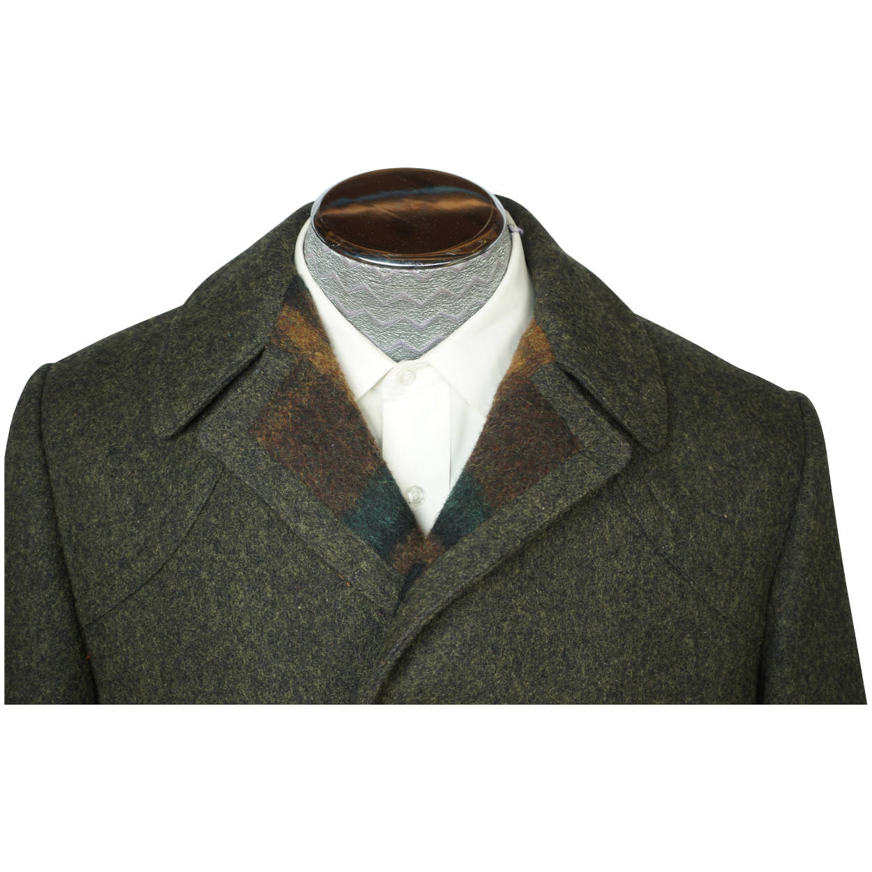 Vintage 60s Mens Wool Coat Green w Plaid by Utex Size 38 M - Poppy's Vintage Clothing