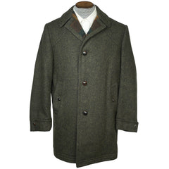 Vintage 60s Mens Wool Coat Green w Plaid by Utex Size 38 M - Poppy's Vintage Clothing