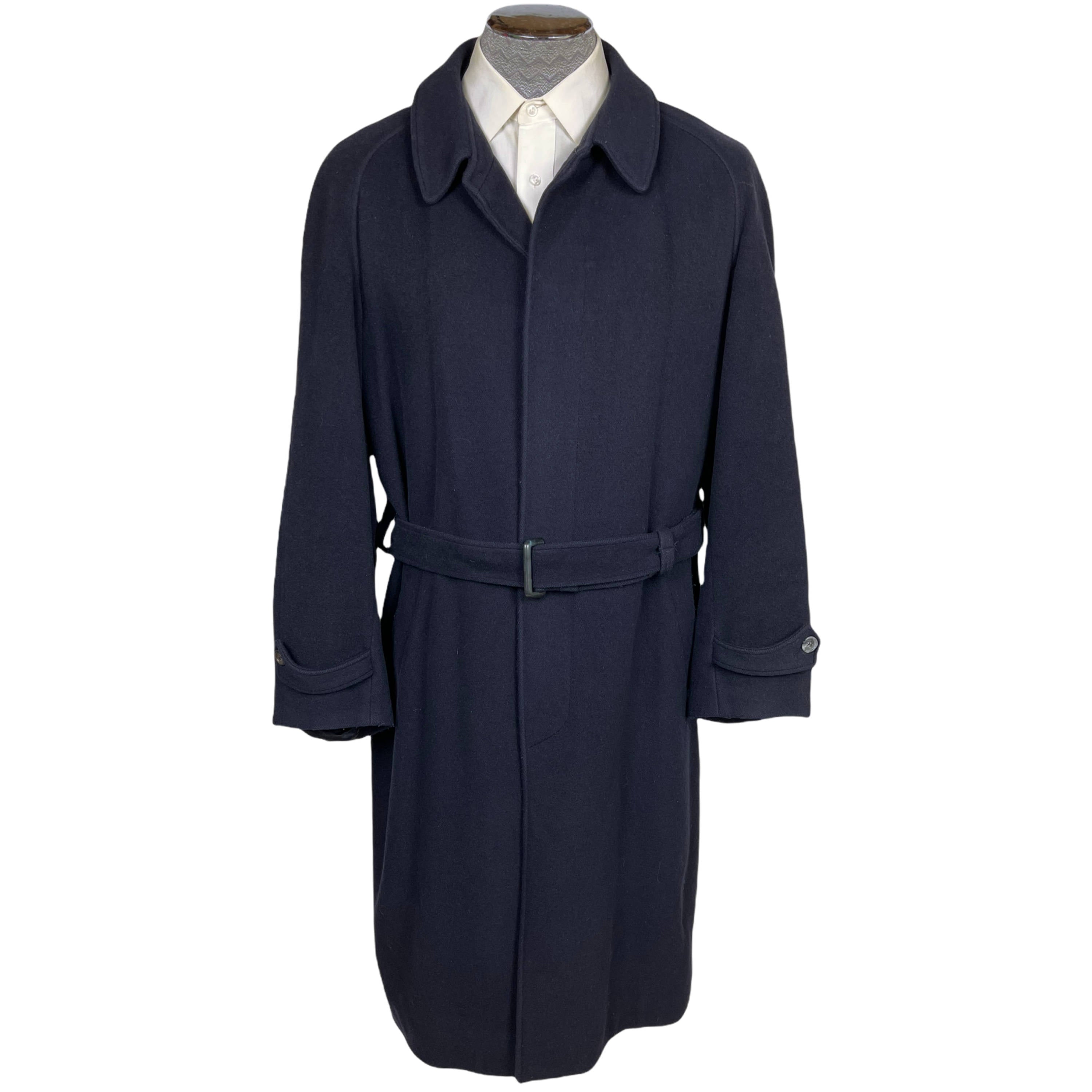 Vintage 85% Cashmere Coat Van Gils Overcoat Navy Blue Size L