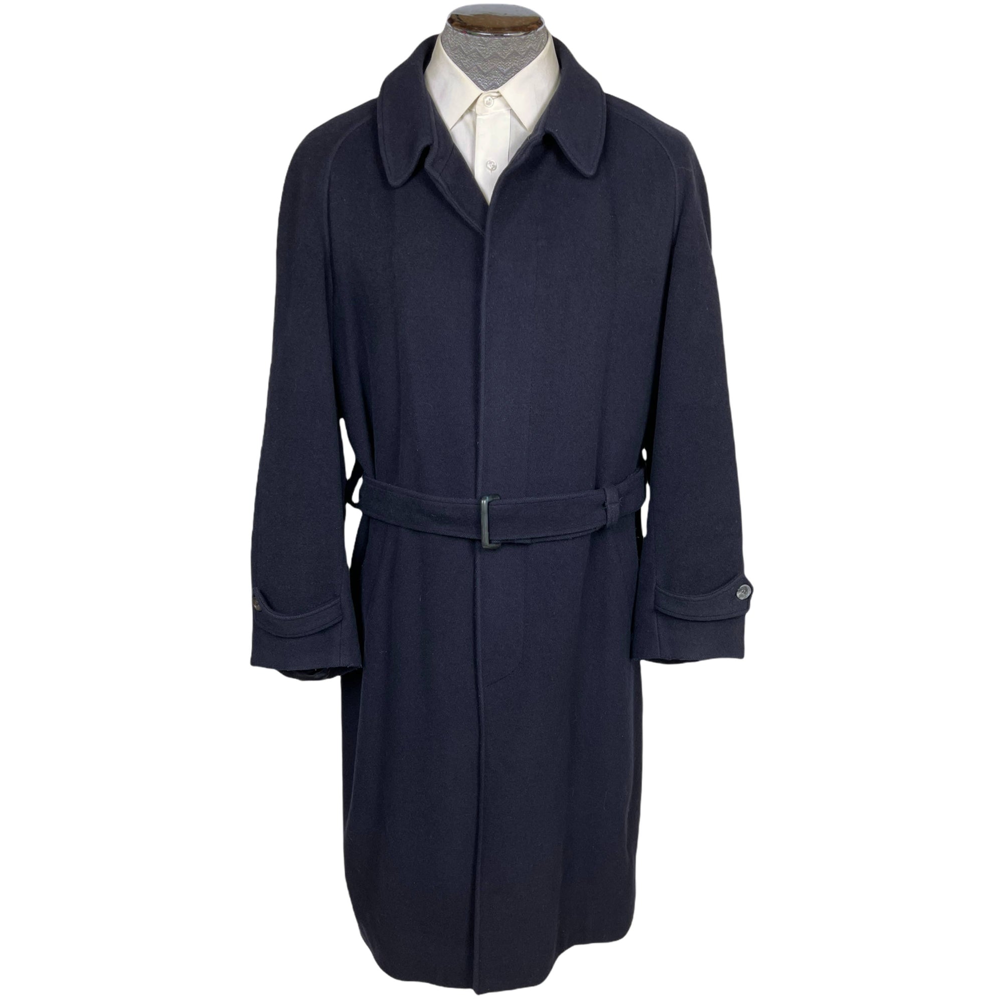 Vintage 85% Cashmere Coat Van Gils Overcoat Navy Blue Size L