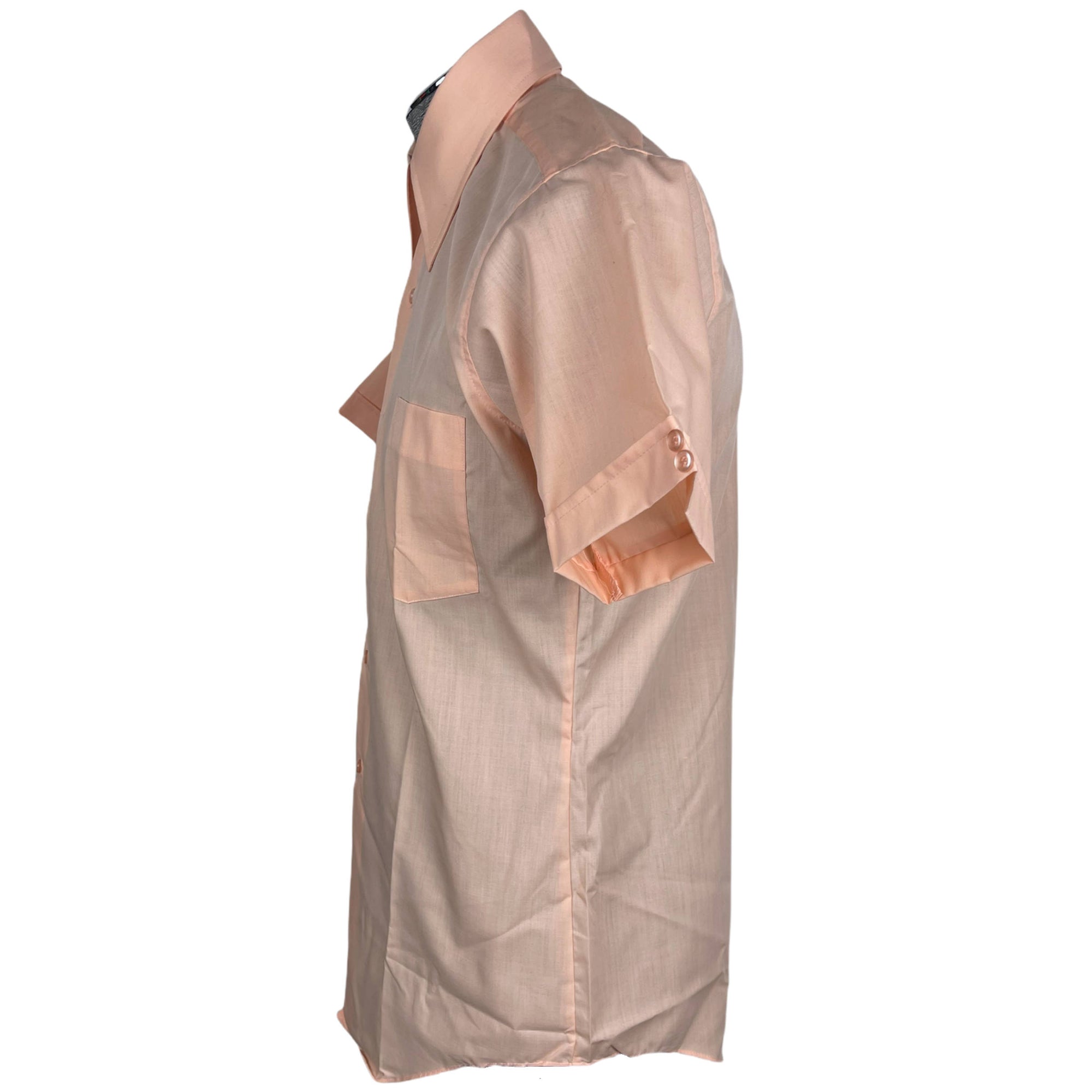 Vintage NOS 1970s Short Sleeve Dress Shirt Unused Pink Sz M