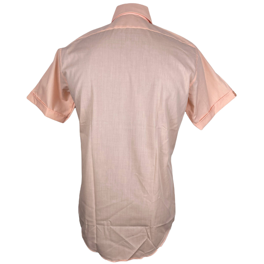 Vintage NOS 1970s Short Sleeve Dress Shirt Unused Pink Sz M