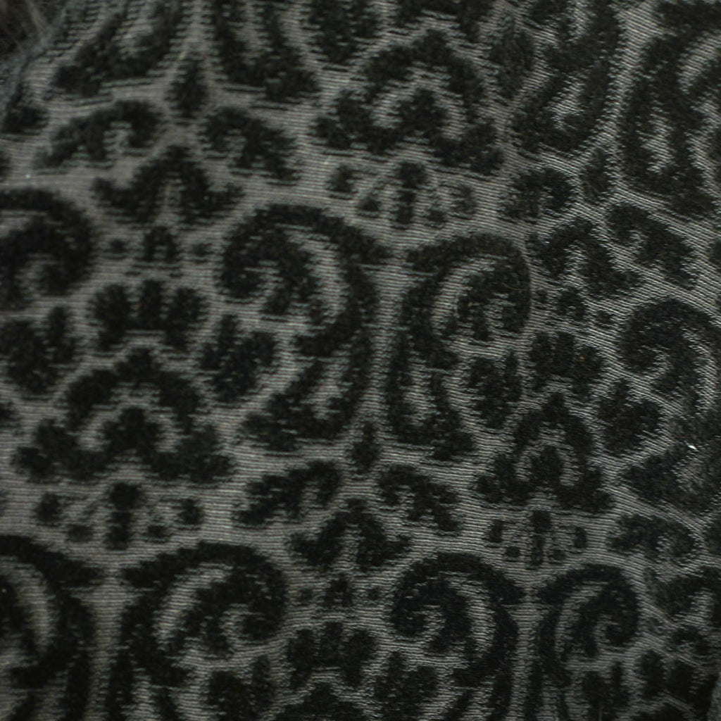 Vintage 1950s Black Velvet Brocade Coat Velourette Ladies L XL - Poppy's Vintage Clothing