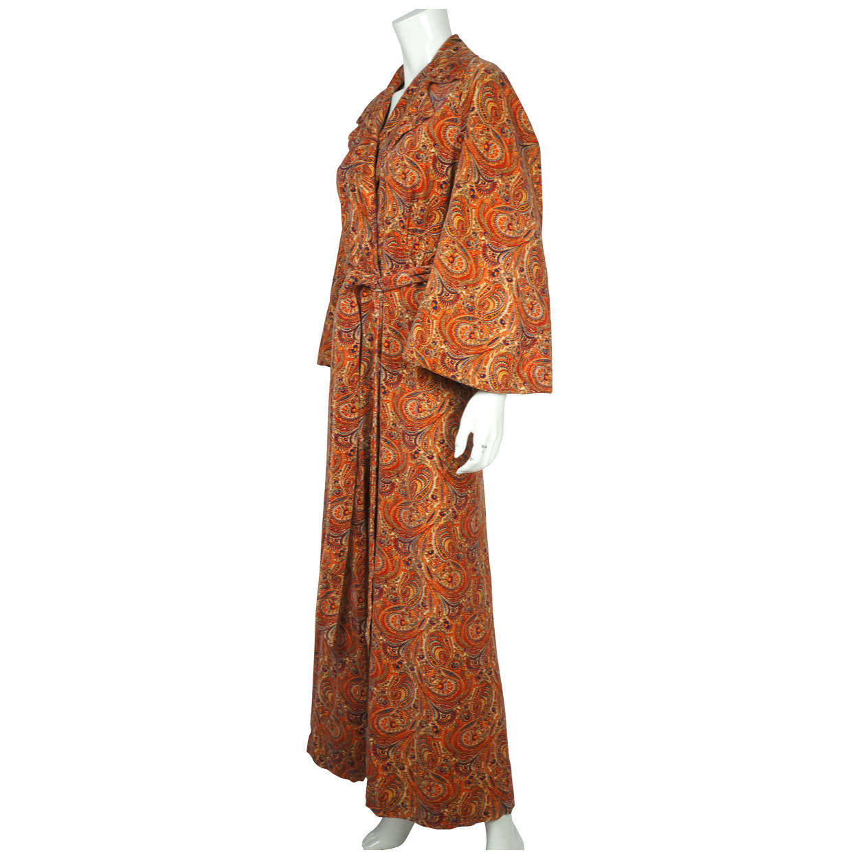 Vintage 1960s Paisley Velvet Dressing Gown Liberty Print Fabric Ladies