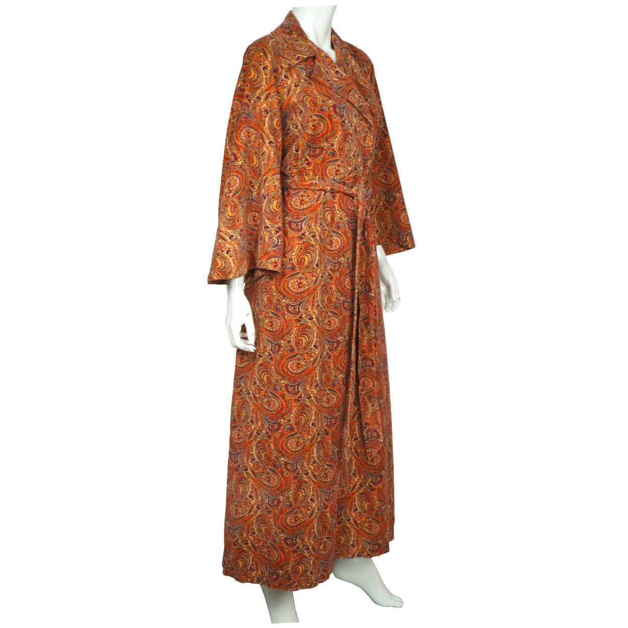 Vintage 1960s Paisley Velvet Dressing Gown Liberty Print Fabric Ladies Size M - Poppy's Vintage Clothing