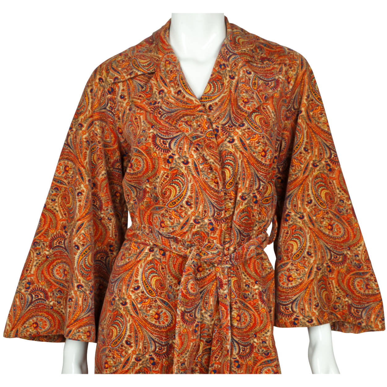 Vintage 1960s Paisley Velvet Dressing Gown Liberty Print Fabric Ladies Size M - Poppy's Vintage Clothing