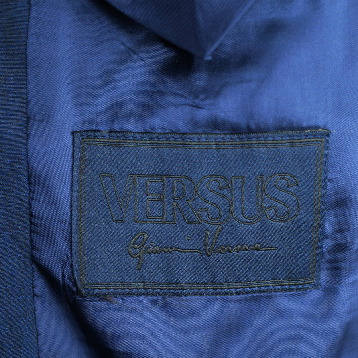 Vintage Gianni Versace Versus Blazer Mens Suit Jacket Blue Linen